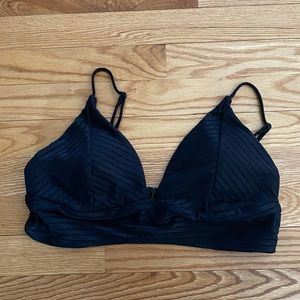 Womens Juniors Solid Plunge Bikini Top Bathing Suit Swimsuit Size L